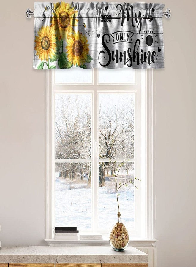 VBDFD Sunflower Kitchen Curtains and Valances - 3 Piece Rustic Wood Farmhouse Floral Tier and Valance Curtain Set for Sunflower Home Decor - Image 4